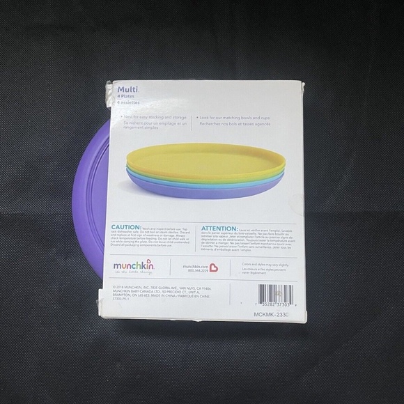 Munchkin Child Multi Color Plates 4-Count 6m+ BPA Free Kids Toddler - Picture 2 of 3